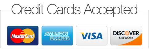 Credit cards accepted: Mastercard, American Express, Visa, and Discover