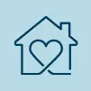 Icon of a heart inside a house, representing local church resources